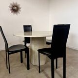 Lot 6 black leather chairs Italian design 80s Cattelan Italia vintage Lara model