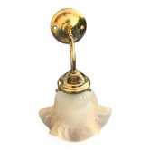 Wall light, art deco style, tulip globe in beige frosted glass