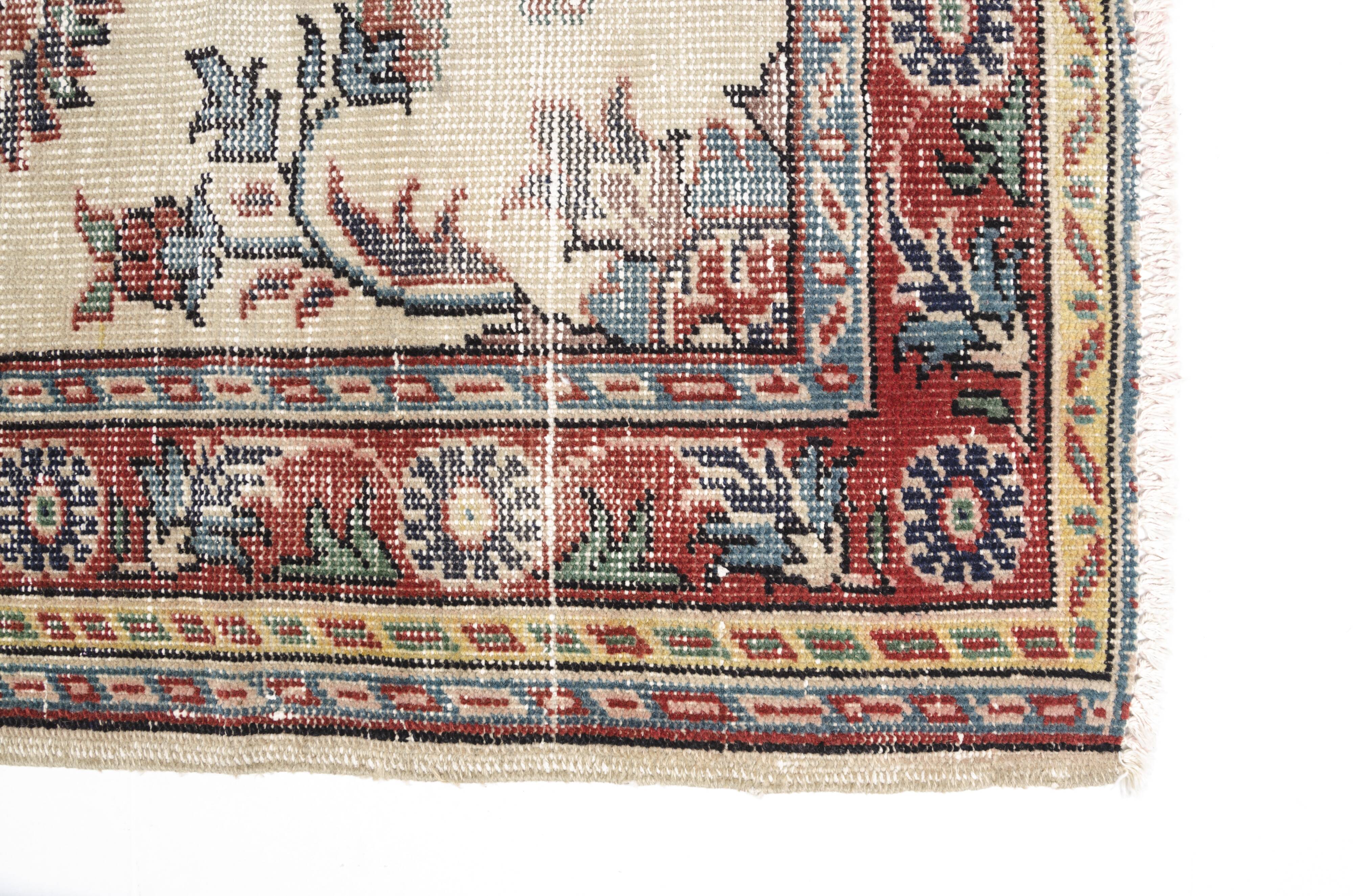 Multicolour Oushak Vintage Turkish Rug-sku-v722