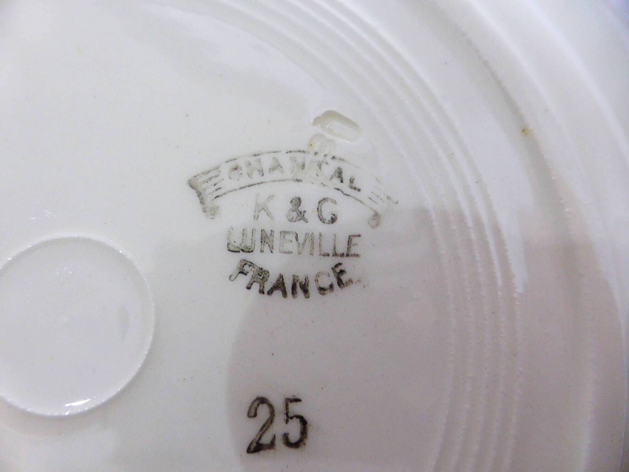 4 vintage K&G Luneville dessert plates, Chantal model 221014
