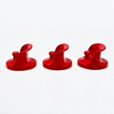 Set of Red Coat Hooks by Olaf Von Bohr for Kartell 1970s