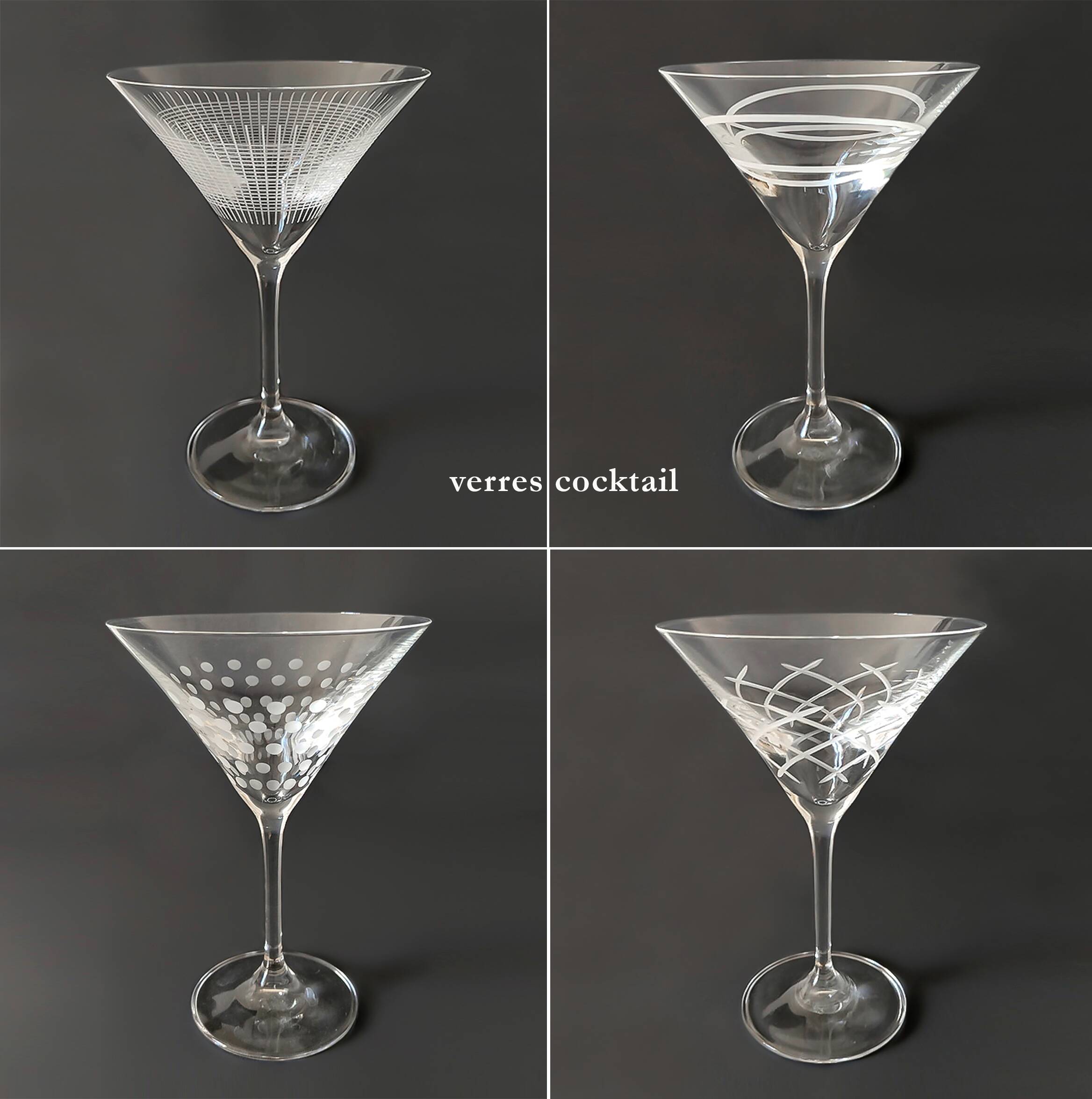 Vintage set of 4 Martini glasses