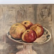 Nature morte aux pommes circa 1930, tableau à l'huile sur toile