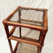 Rattan and smoked glass side table