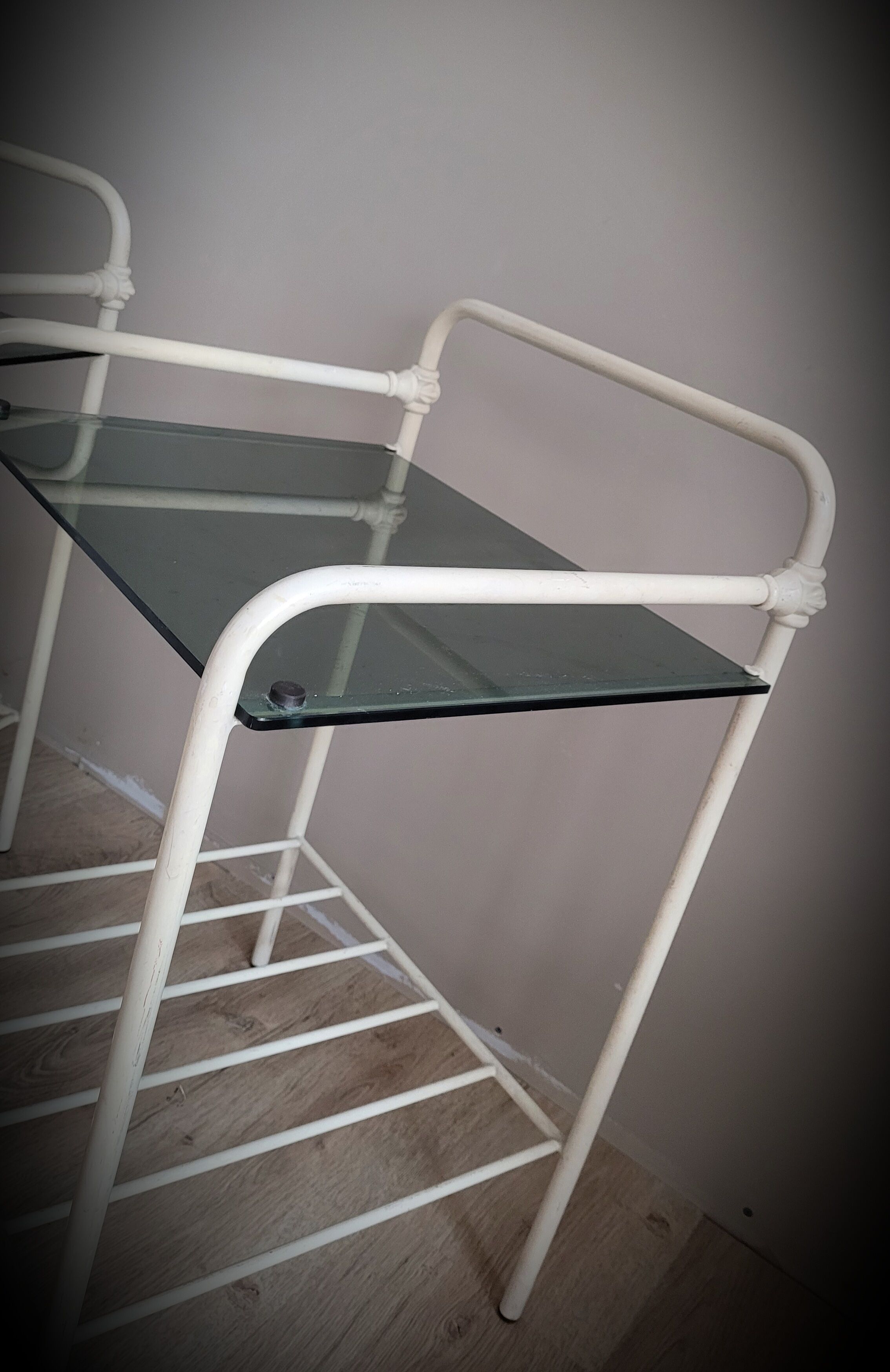 Bedside table metal glass 60s