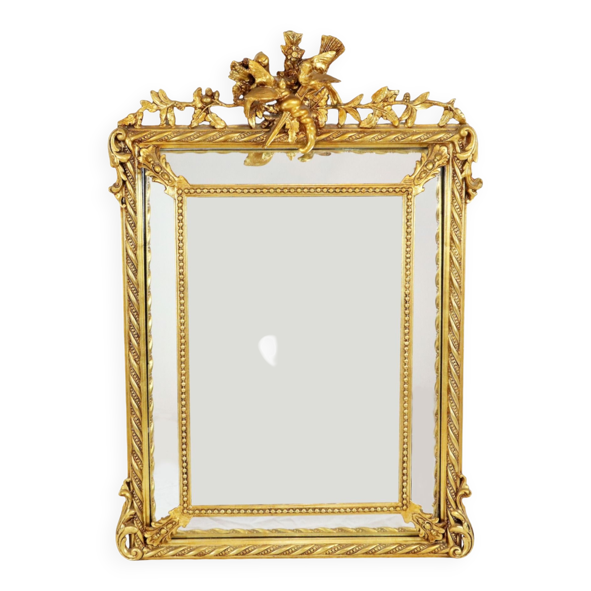 Gold Mirror XL Crown Napoleon III Style France 127x86cm