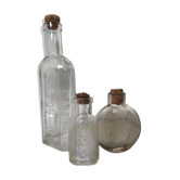 Lot de 3 flacons de pharmarcie avec bouchon en liège