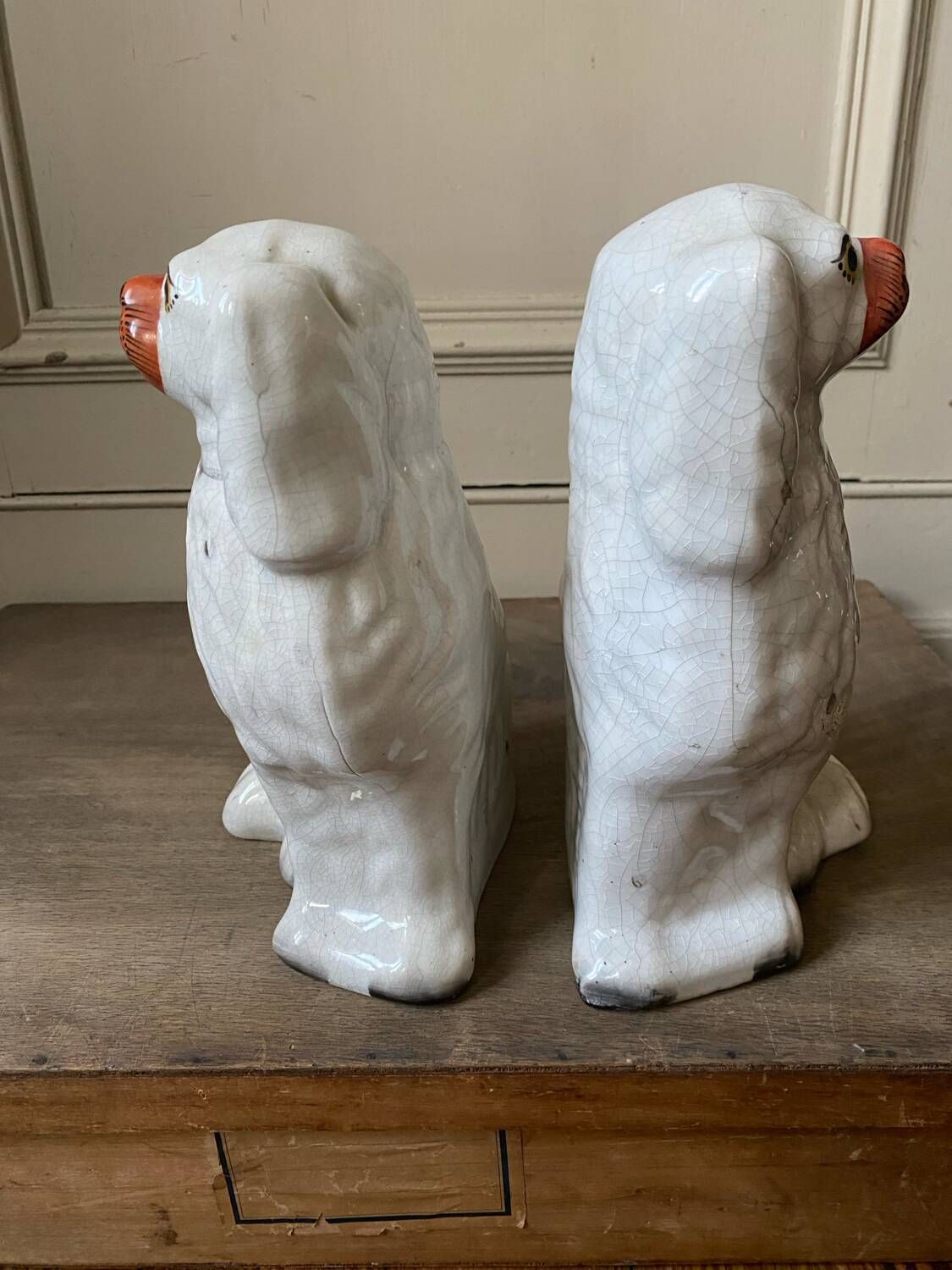 Pair of ceramic Staffordshire dogs late 19th century