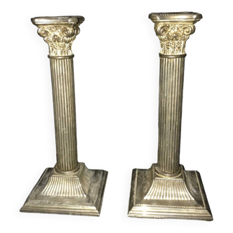 Paire de bourgeoirs colonne néoclassique
