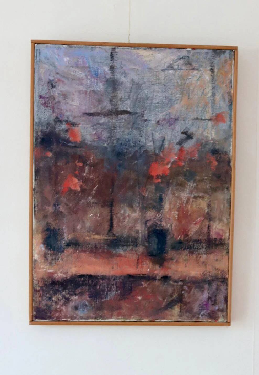 Abstract oil on canvas "warm tones", mid-20th century