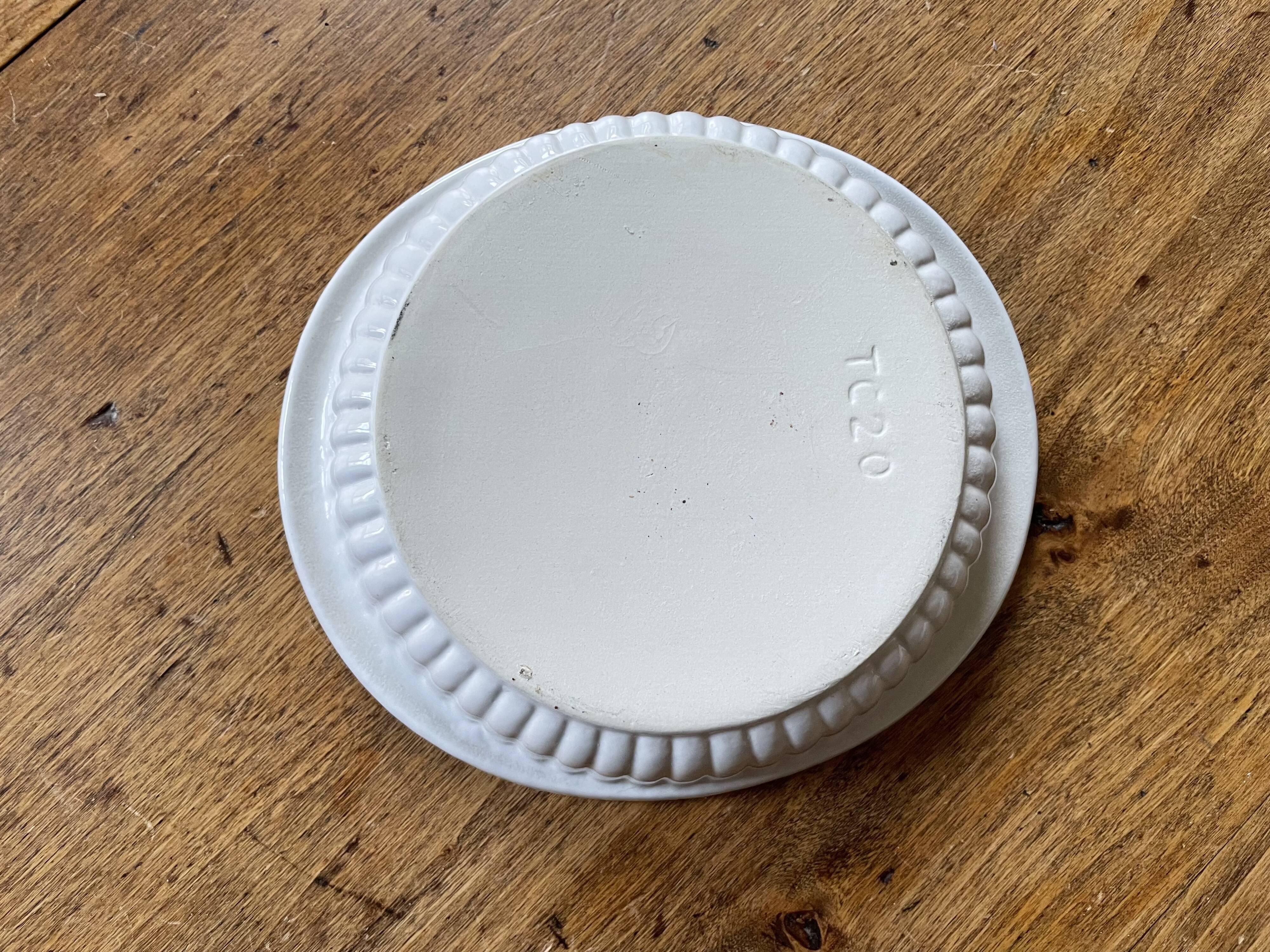2 small old, vintage oven dishes - white ceramic