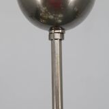 Art Deco nickel chandelier with cylindrical light opaline shades, Czechoslovakia