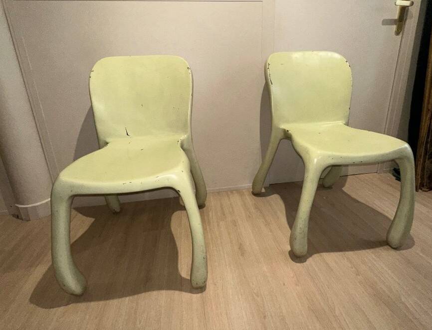 Pair of 50's 70's designer fiberglass chairs