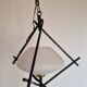 Opaline and metal triangular pendant light from Maison Lunel, 1950