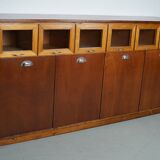 Vintage Dutch Beech & Oak Haberdashery Shop / Grain Cabinet, 1950s