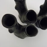 Trio of ceramic vases shaped like tree trunks, signed and numbered