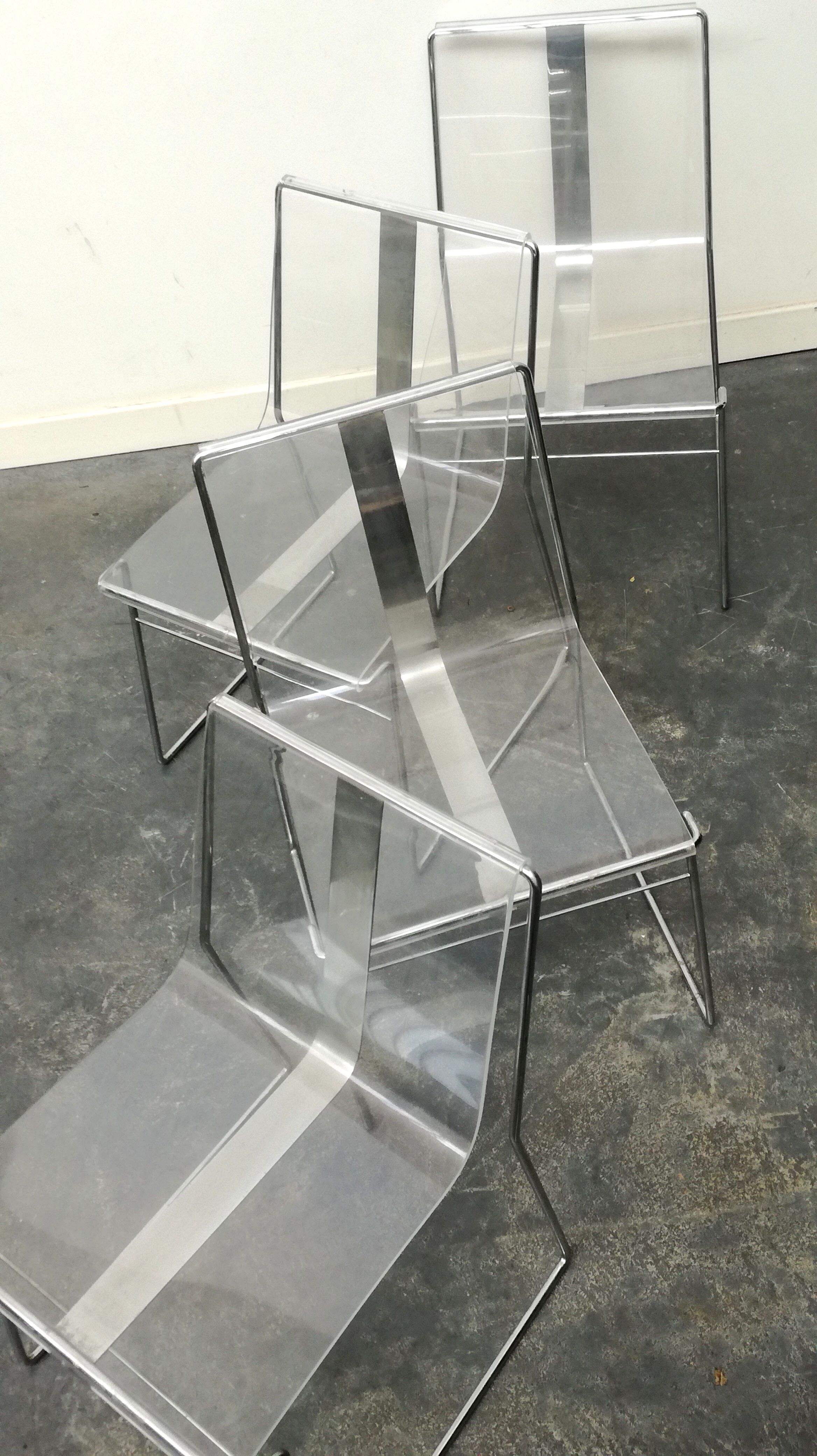 Filglass chairs by Jacques Charpentier plexi 1970