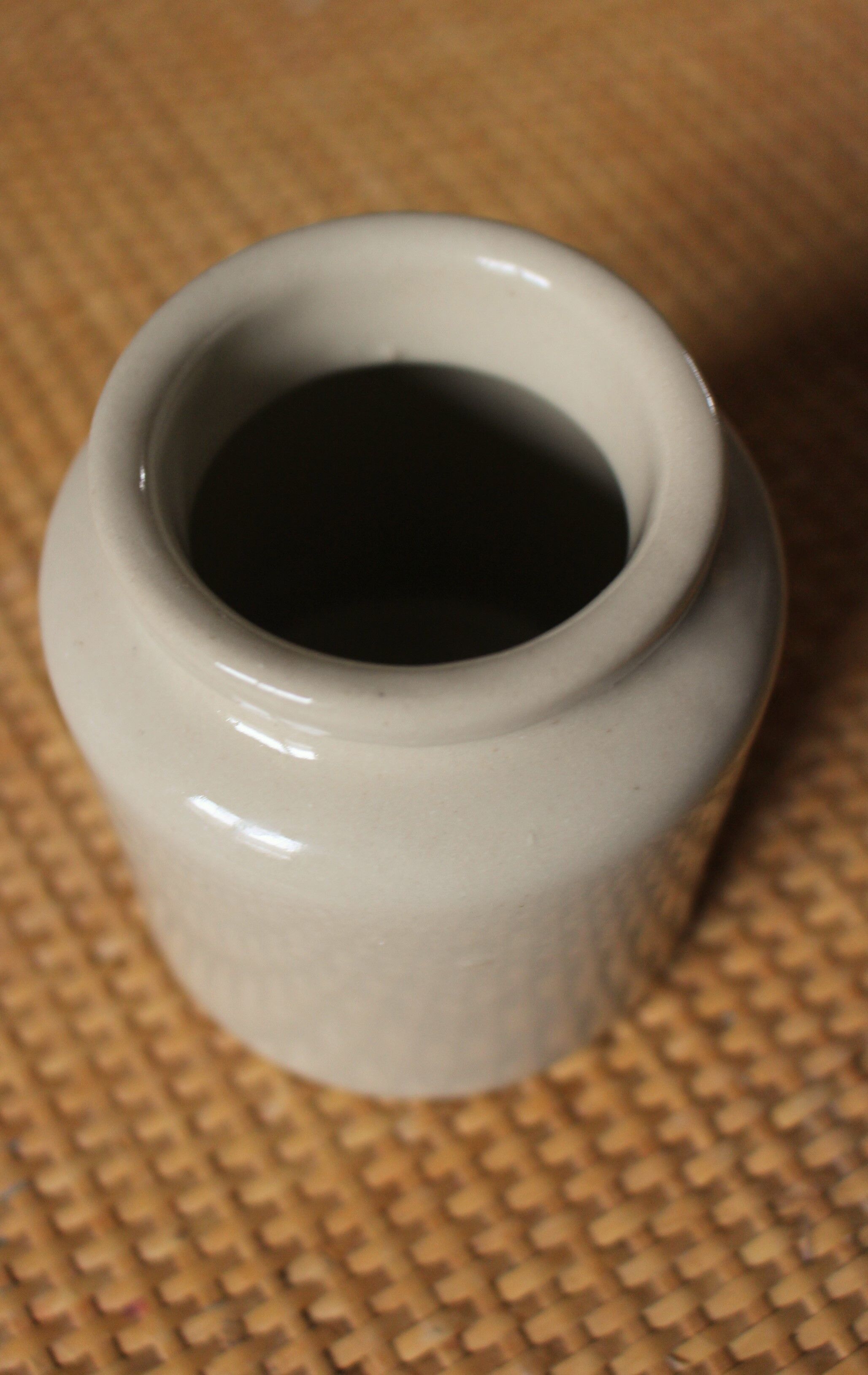 Mustard pot vintage grey glazed sandstone