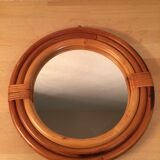 Round rattan mirror 30 cm