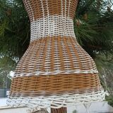 Duo of rattan hanging lamps