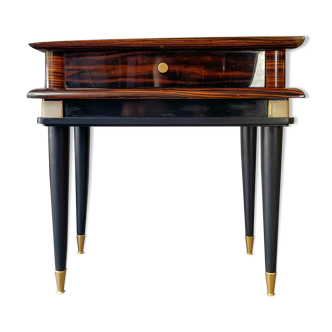 Vintage bedside art deco style wood and brass NF 125