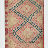 3x9 red & blue herki vintage runner rug 92x286cm