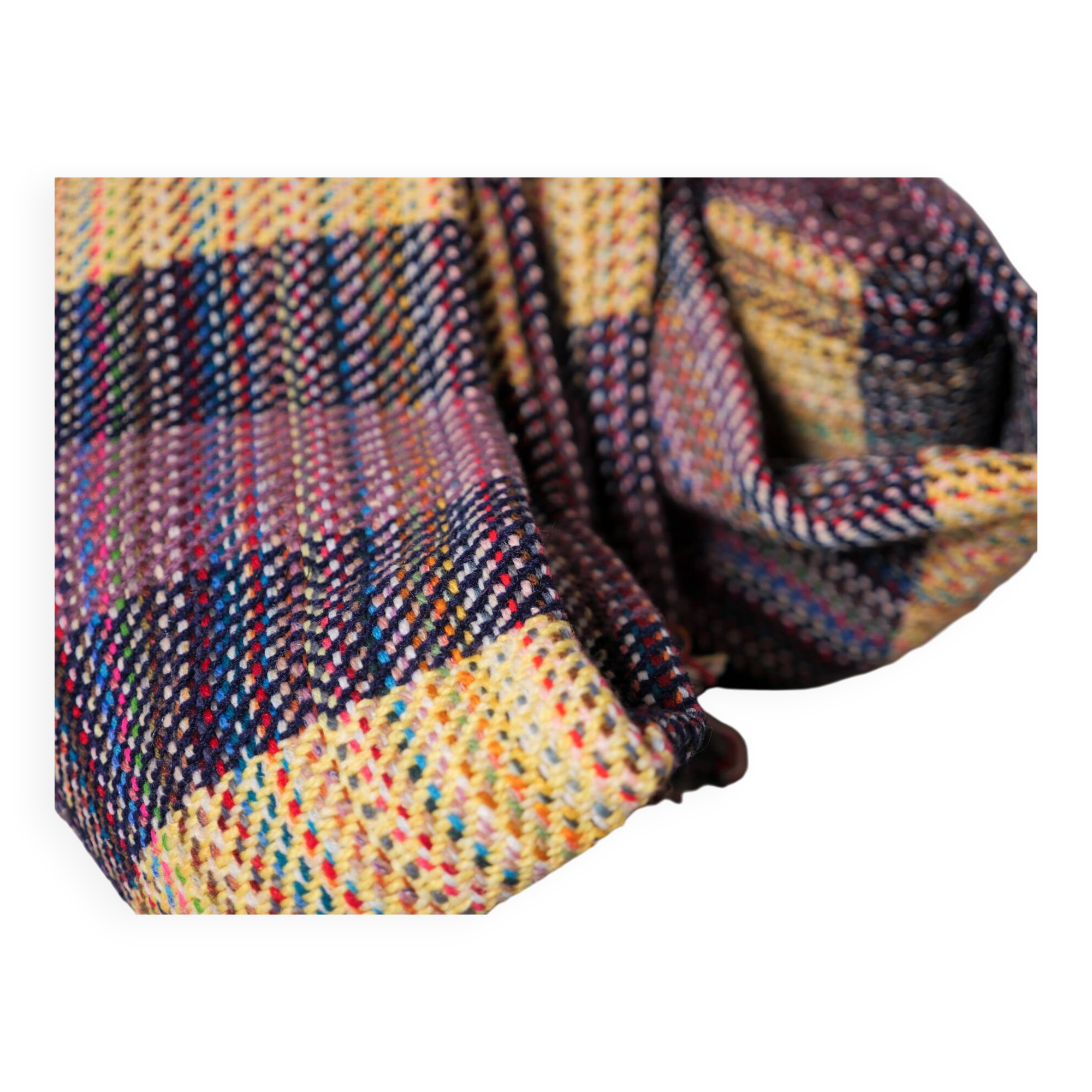 Couverture khadi, tissé main en laine recyclé par Storie