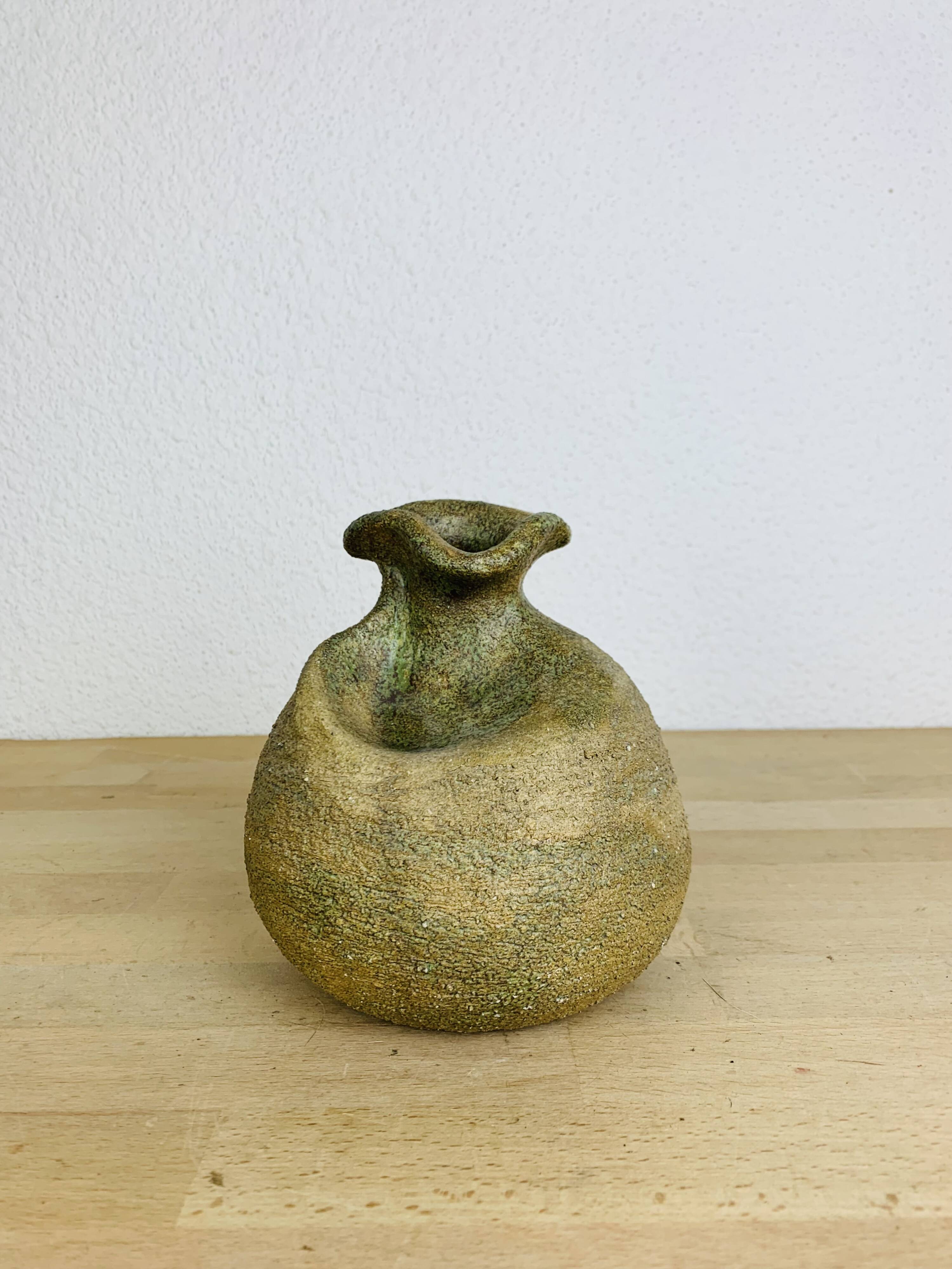 Vase boule forme libre grès vintage