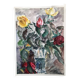 Watercolor signed godeau: pink flowers in glass vase, figurative, painting on paper without frame