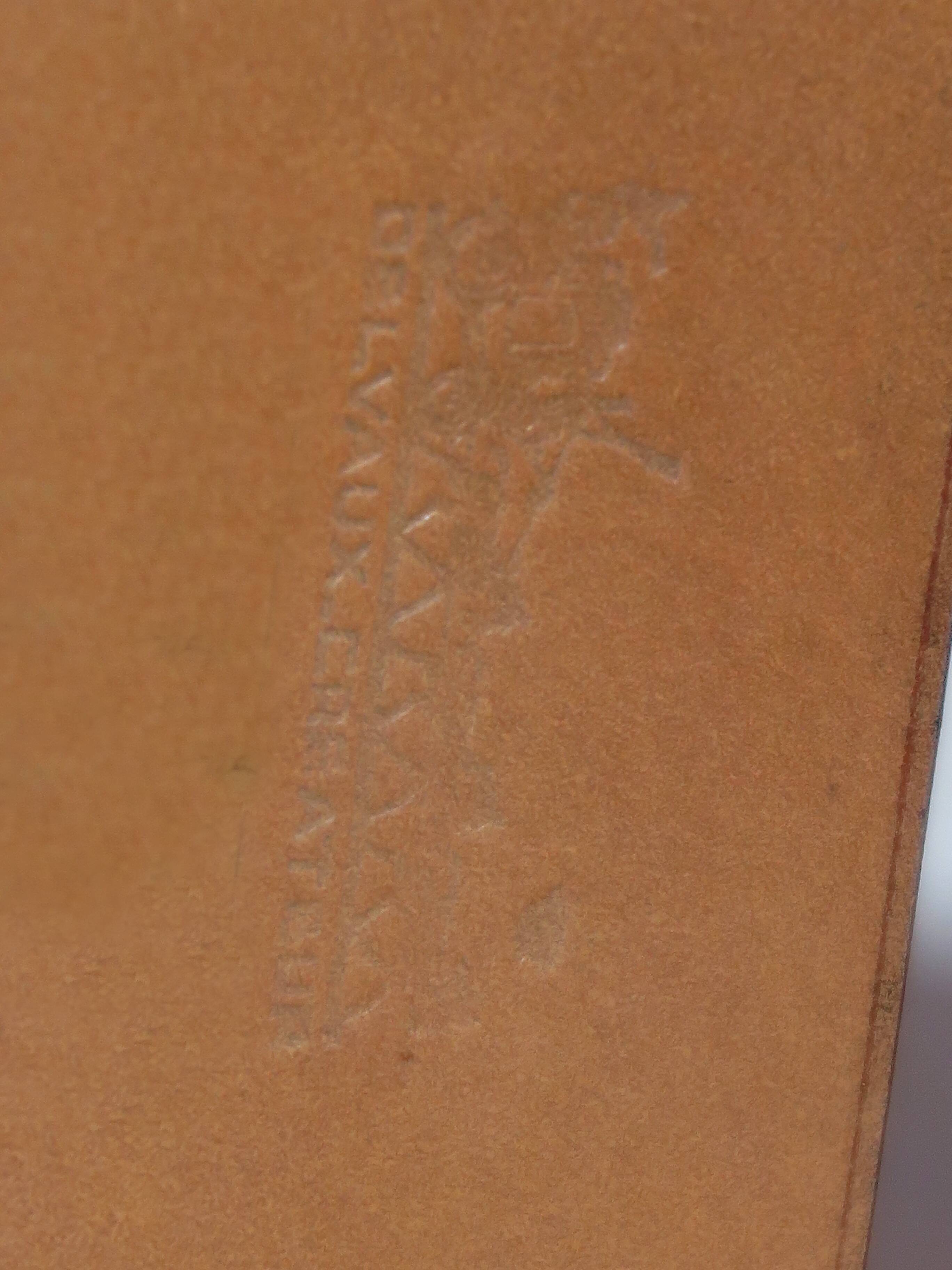 Delvaux leather table lampshade made in Belgium, 1950