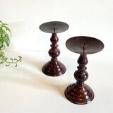 BOUGEOIRS Vintage Patinated Metal Candle Holders