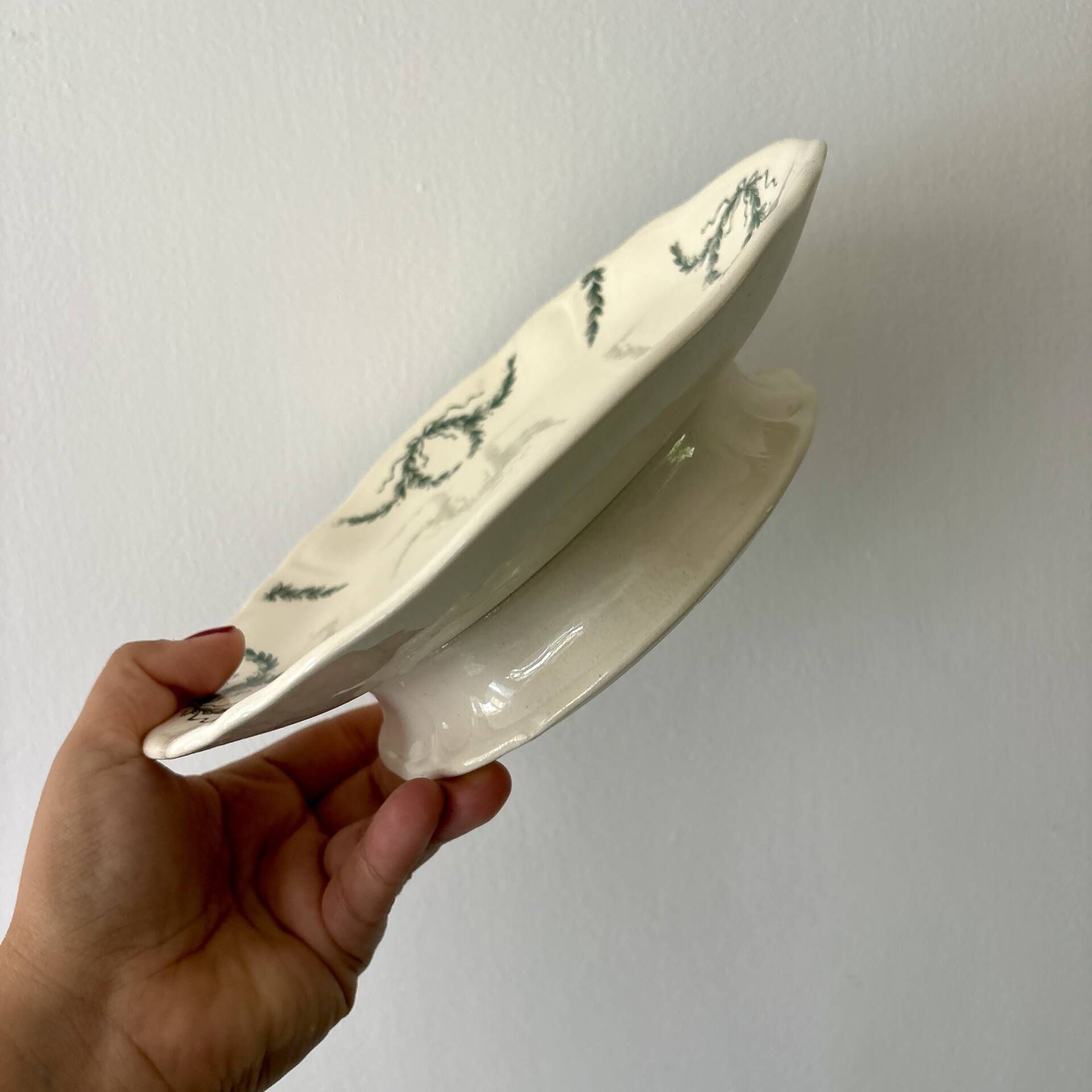Compote dish or antique footed plate in ironstone - Villey de Longc