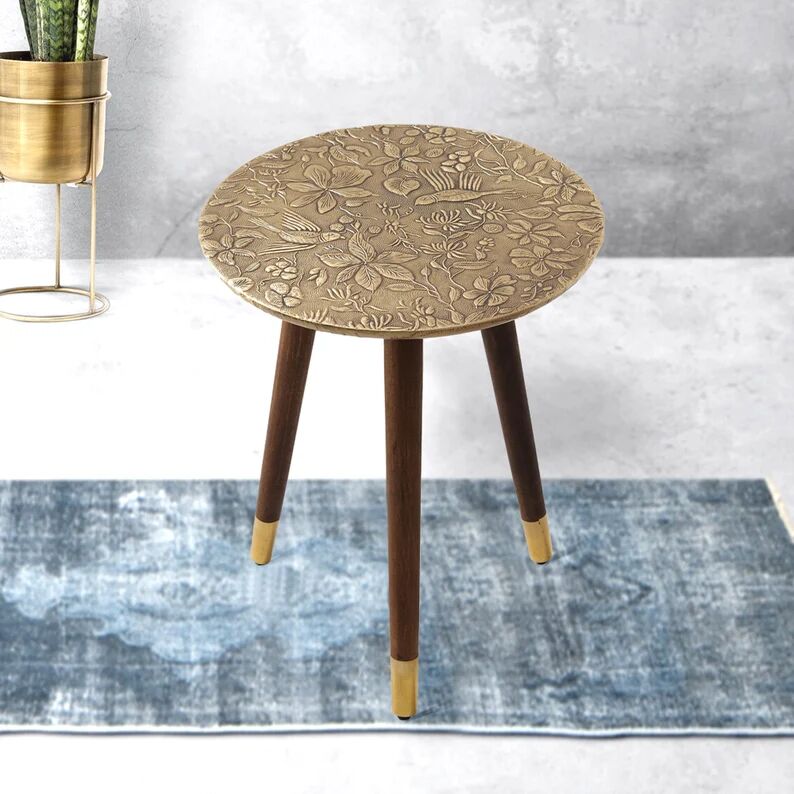 Table d'appoint en laiton fait main : table d'accent moderne du milieu du siècle