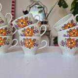 Lot of 10 vintage porcelain cups from Winterling Bavaria with orange flowers from the 70s.