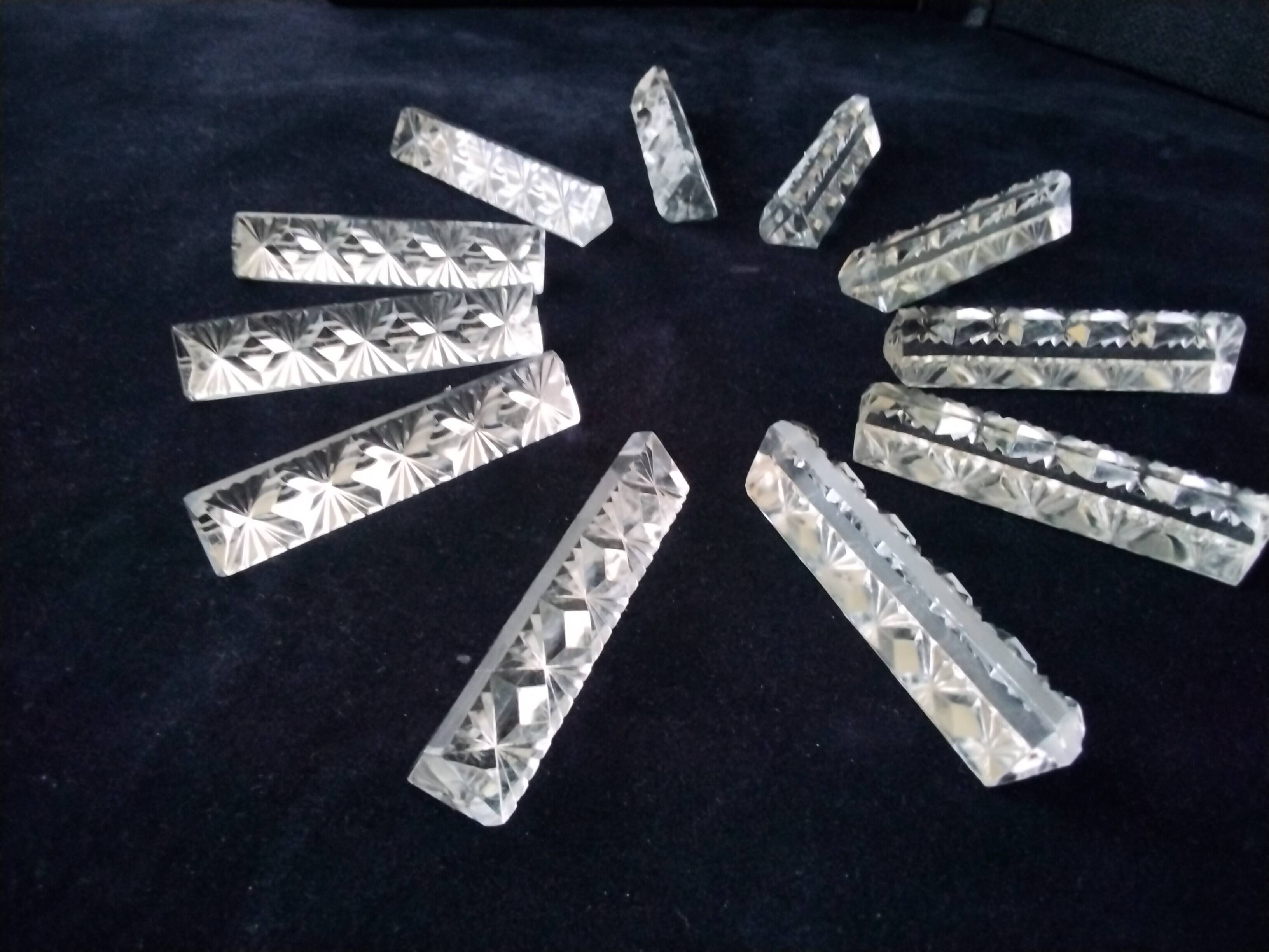 Set of 11 Hungarian Crystal knife rests, triangular shape
