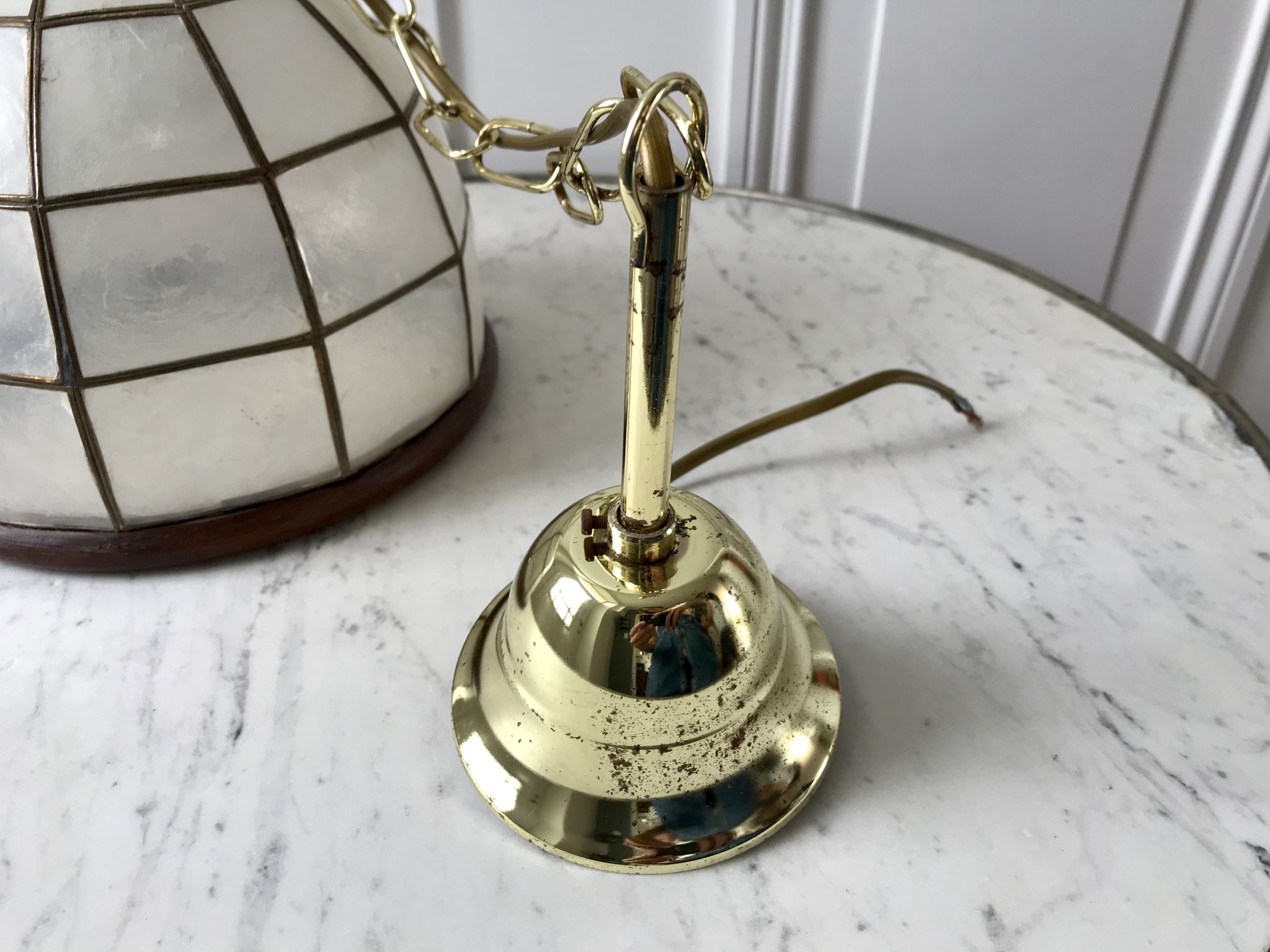 Suspension in mother-of-pearl and bamboo / wood 50s