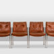 Série de 6 chaises en cuir et métal chromé, années 1970