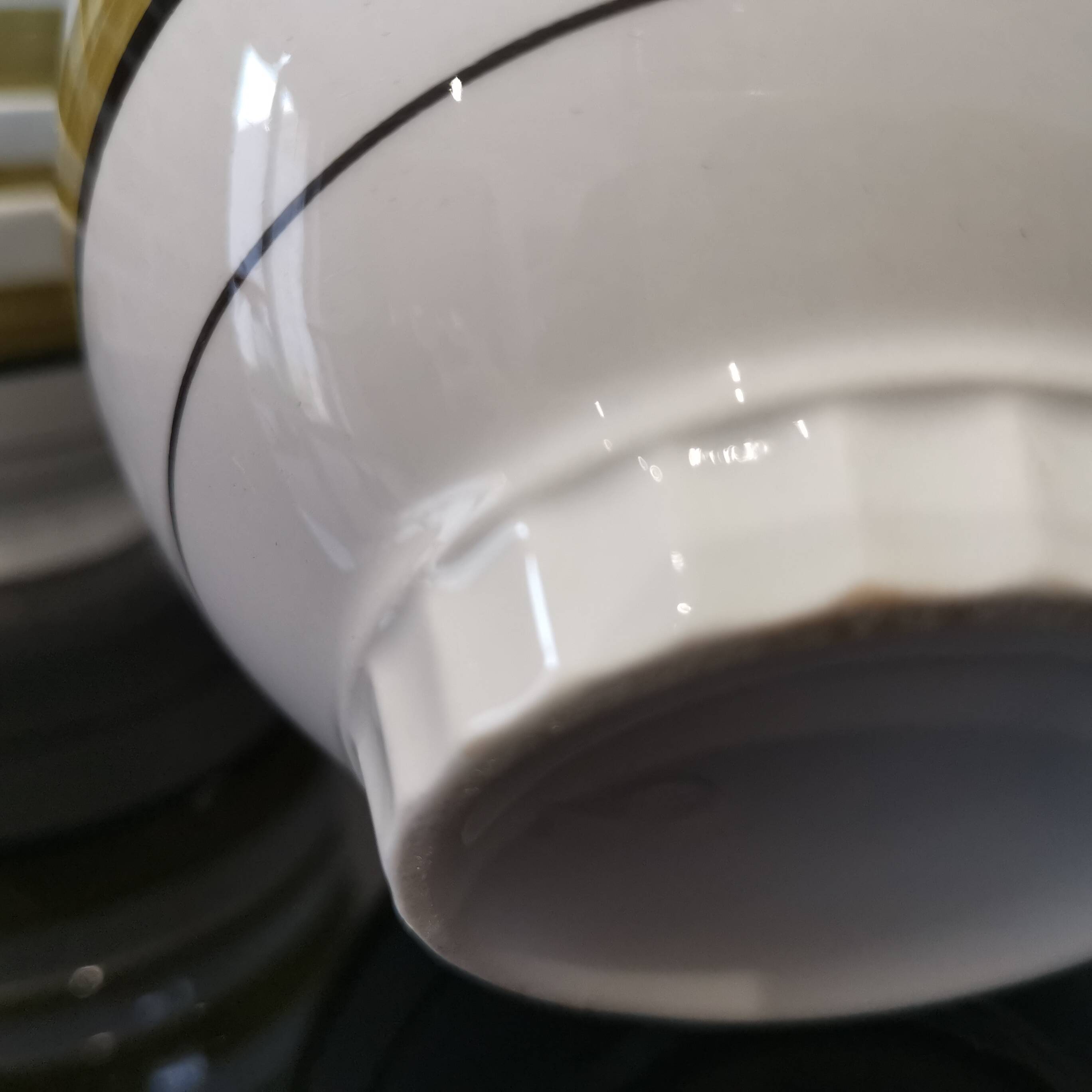 Series of 5 small old earthenware bowls with olive green edging