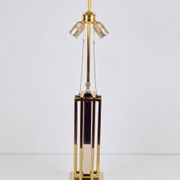 Geometric Brass and Chrome Table Lamp by Willy Daro, France, 1970