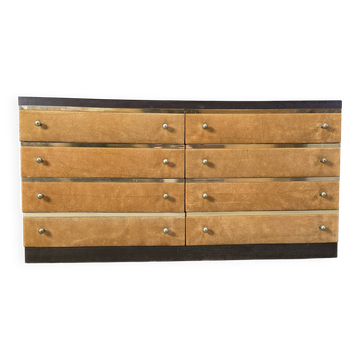 Vintage velvet Italian chest of drawers, 1970s