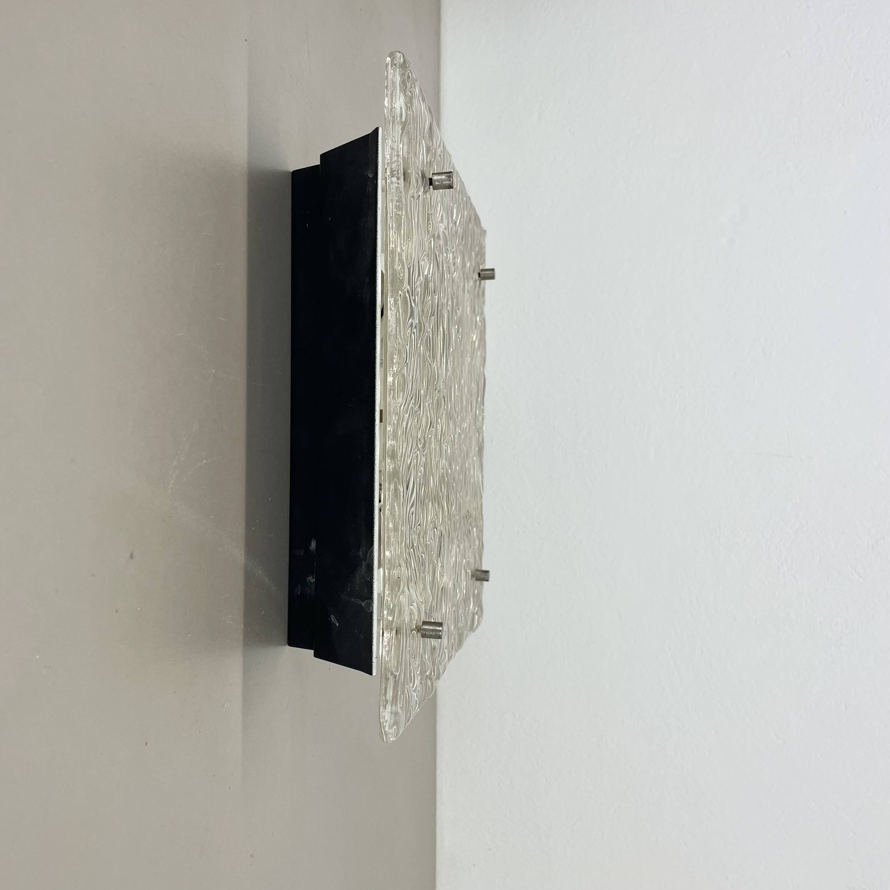 Large organic Hollywood Regency Ice Glass Wall Light Made by Kalmar Lights