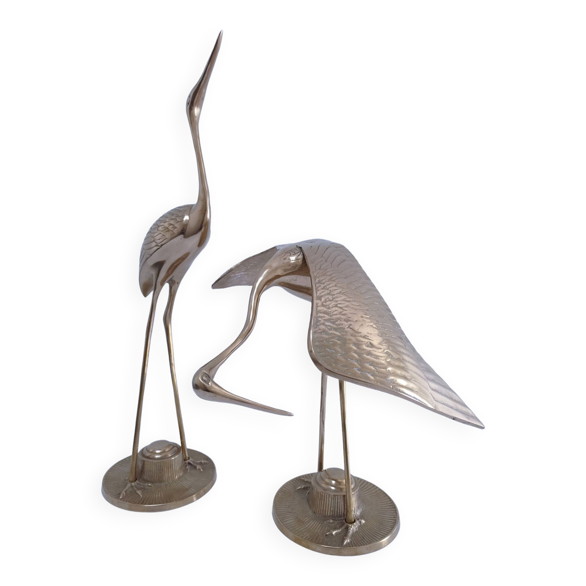 Two solid brass XL birds H. 48 cm