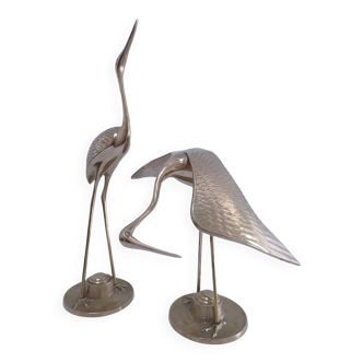 Two solid brass XL birds H. 48 cm