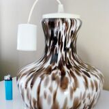 Pendant light in white opal glass with black speckles, 1960s/1970s