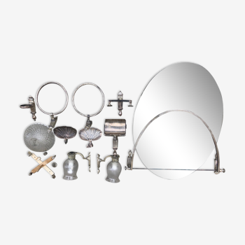 Silver metal bathroom set