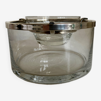 Caviar server on ice glass silver metal 1960