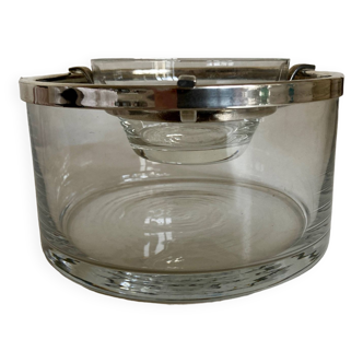 Caviar server on ice glass silver metal 1960