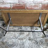 Coffee table with chrome legs and ceramic & wood top, vintage 70s