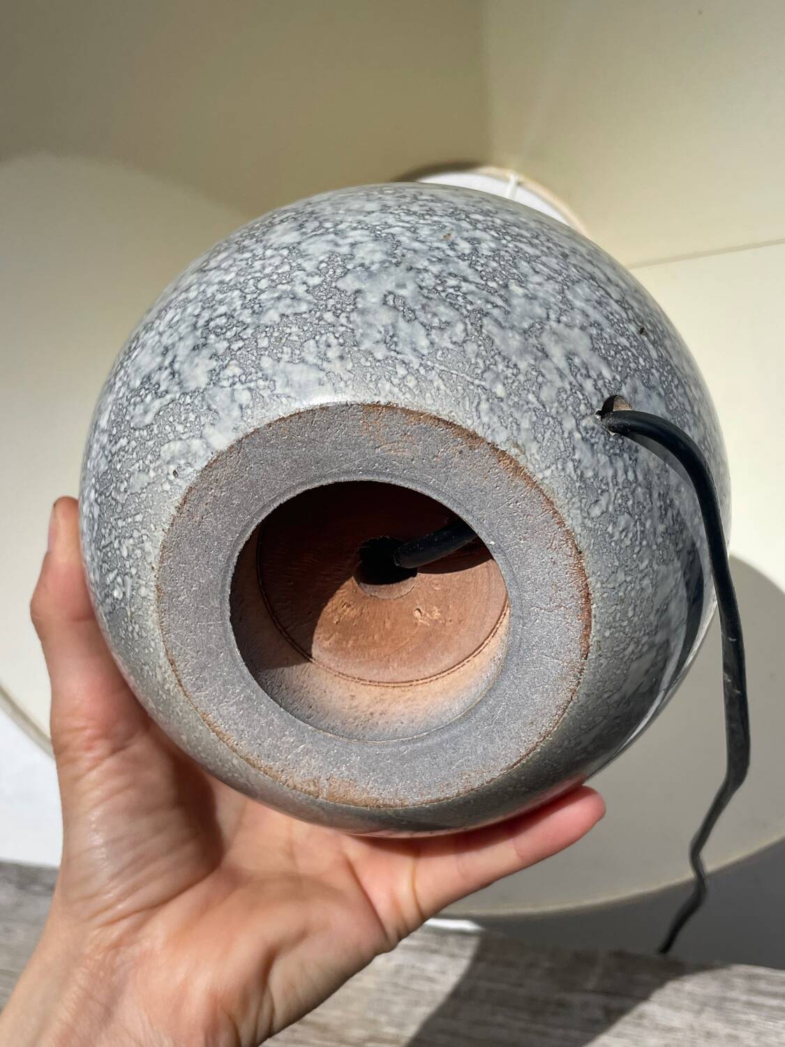 Speckled wood ball lamp 1980