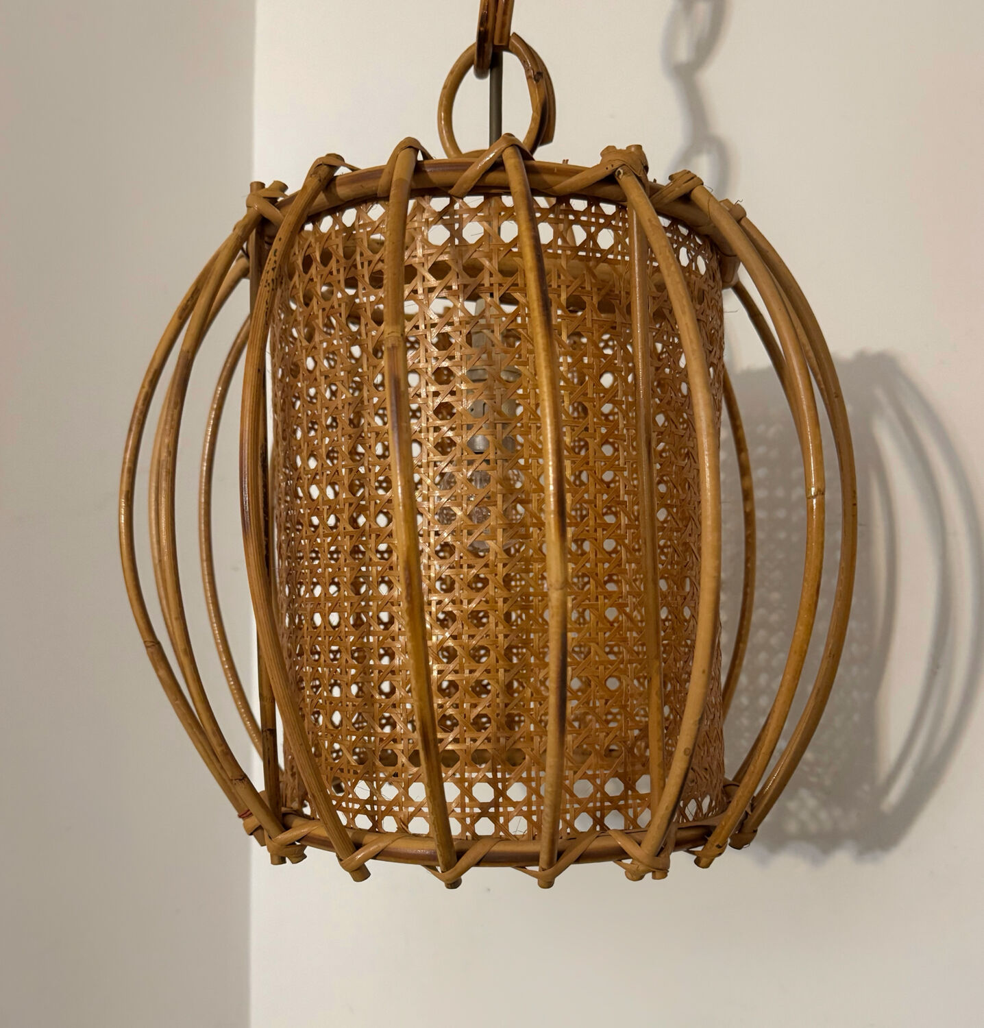Bamboo rattan suspension from the 1960s.